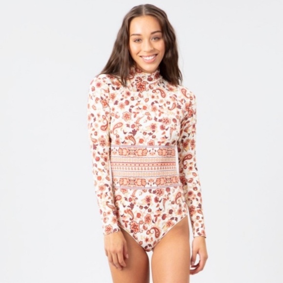 ☀️RIP CURL☀️ G BOMB LONG SLEEVE UV BURNT ORANGE BODY SUIT - Picture 3 of 15